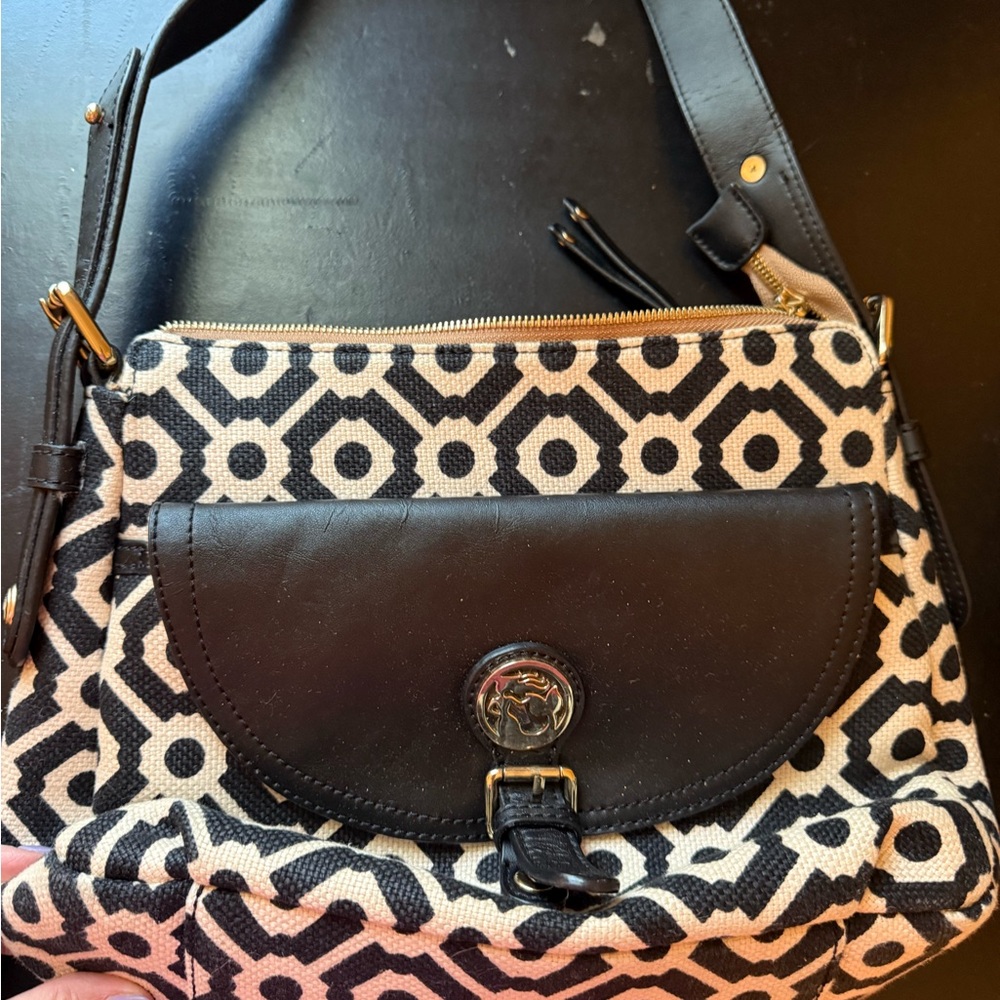 Chic Spartina Black and White Geometric Shoulder Bag
